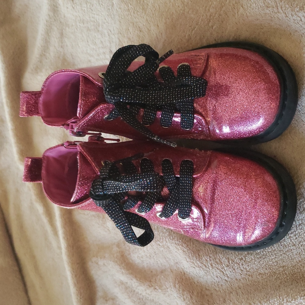 Thereabouts Toddler Girls Glittery Pink Reese Combat Boots